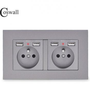 COSWALL E20 Series 2-Gang Wall Socket with USB Charging