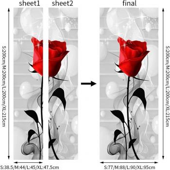 Autocollant décoratif de porte Rose rouge