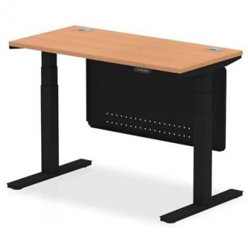 Air 1200x600 Height Adjustable Desk Maple CP Black Leg Modesty Panel