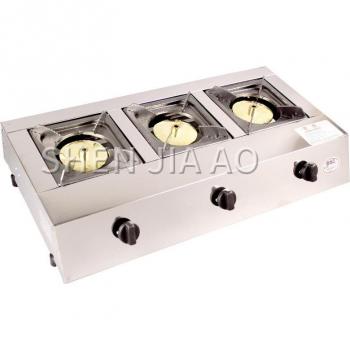 Stainless Steel Three-Burner Gas Stove for Commercial Use