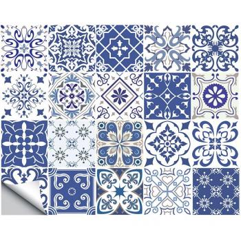 Self-Adhesive Retro Mosaic Wall Tile Stickers - 20pcs Waterproof Square Decals for Bathroom and Kitchen