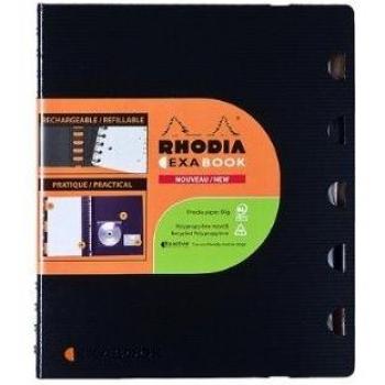 Cahier Exabook Rhodia rechargeable A4+ reliure spirale feuilles perforées 4 trous élastique 160 pages petits carreaux