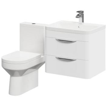 Gloss White 600mm Wall-Mounted Vanity Unit with Rimless Toilet