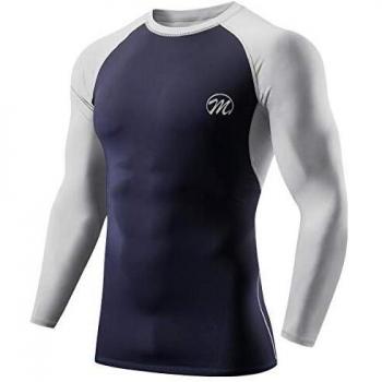MEETWEE T-Shirt Compression Homme Maillot, Baselayer Sport Séchage Rapide Manches Longues Vetement de Fitness Football Jogging Cyclisme