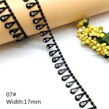 1 yard Black Crystal Rhinestone Chain for Wedding Dresses