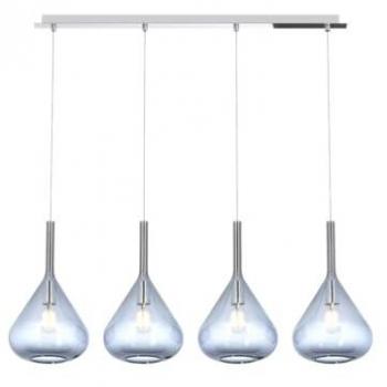 SOSPENSIONE CROMO 4 LUCI RETTANGOLARE VETRI BLU 1177CR-S4 R-BL