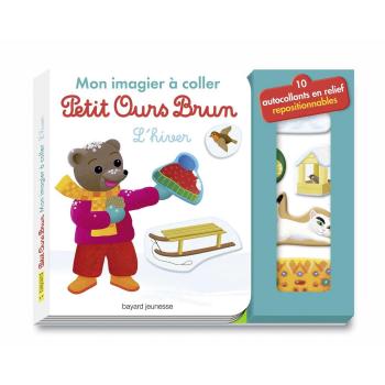 Mon imagier à coller petit ours brun - l'hiver