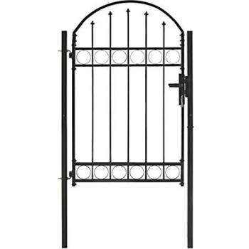 VidaXL Fence Gate with Arched Top Steel 100x150 cm Black
