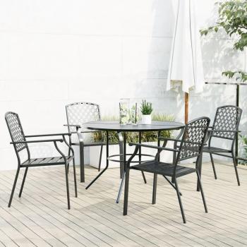 VidaXL 5-Piece Stackable Garden Chair Set Anthracite Steel