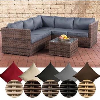 Gartenmöbel-Set mit einem 2er Sofa, einem 3er Sofa und einem Beistelltisch erhältlich Braun Meliert, eisengrau