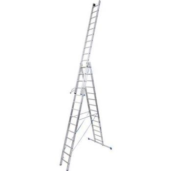 Échelle polyvalente en aluminium 3x14 échelons avec renfort Trigon