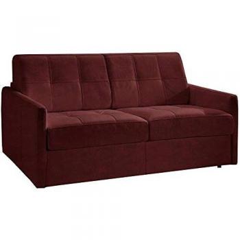 ITALIAN SPIRIT Canapé Convertible CUBE Microfibre Bordeaux 140 cm – Sommier Rapide, Lattes