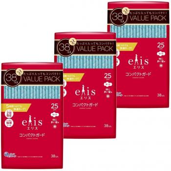 Eris Compact Winged Guard 25 cm – Day Use (114 Sheets/Pack × 3, Bulk 38 Packs)