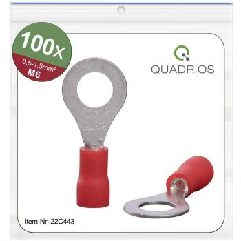 Quadrios 22C443 Ring terminal Cross section (max.)=1.5 mm² Hole Ø=6.5 mm Partially insulated Red 1 Set