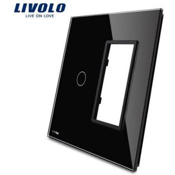Livolo US Standard Crystal Glass Light Switch, 1 Gang with Frame, VL-C5-C1/SR-11/12
