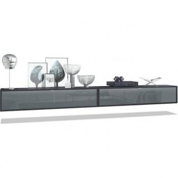 Ensemble TV Lana 140 en Noir mat et Gris brillant