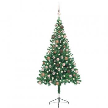 Set Albero Natale Artificiale con LED e Palline 150 cm 380 Rami