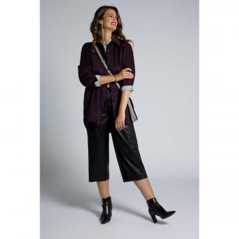 Camicia tunica in flanella con tasche, Donna, Viola, Taglia: 64/66, Poliestere/Lana