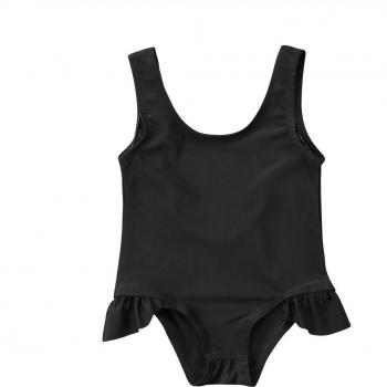 Baby Mädchen Einteiler Badeanzug schwarz ärmellos 0-3Y