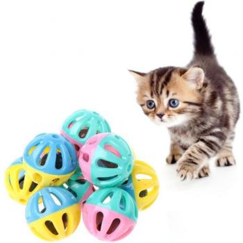 10 Pcs Plastic Round Hollow Bell Toys for Small Animals