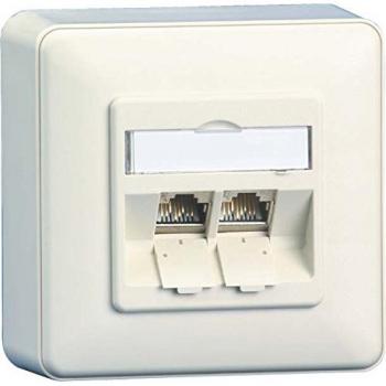 Metz Connect Anschlussdose, Kat. 6 2xRJ45,AP,rws TN E-DATmod-2AP-rws