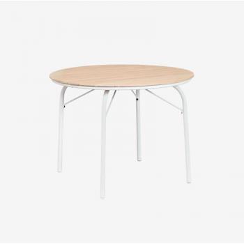 Table à Manger Ronde Basper en Aluminium et Bois d'Acacia (Ø100 cm)