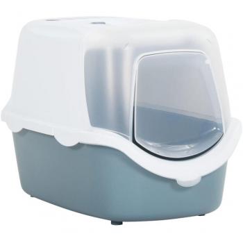 Cat Litter Box with Lid White and Blue 56x40x40 cm PP vidaXL