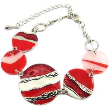 Les Trésors De Lily [P7409] - 'Acapulco' Designer Bracelet Red, White, Silver