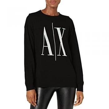 Maglione a maniche lunghe con logo a contrasto a girocollo