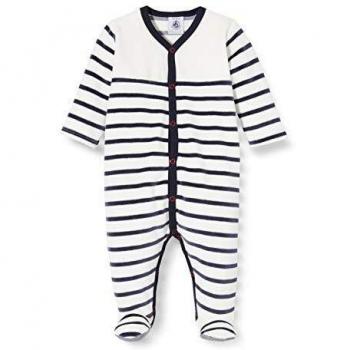 Petit Bateau Baby Schlafgewand 5549201 – Zweiteilig – Unisex – Weiß/Blau – 3 Monate – EU