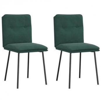Sillas de Comedor 2 Unidades en Terciopelo Verde Oscuro Vidaxl