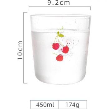 Vaso de vidrio con diseño de cereza