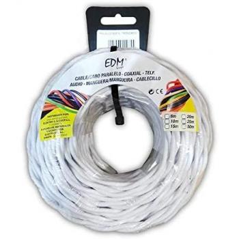 Paralelo Trenzado Textil Blanco 3×1,5 mm – 5 m