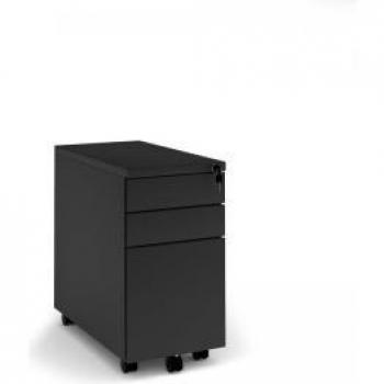 Steel 3 Drawer Narrow Mobile Pedestal in Black Color