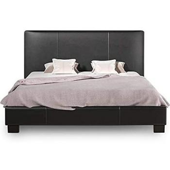 4FT 6 Double Faux Leather Bed Frame in Black Prado