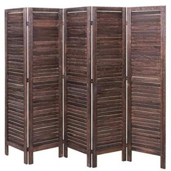 Cloison de séparation HWC-G30 style shabby chic 170x200cm marron