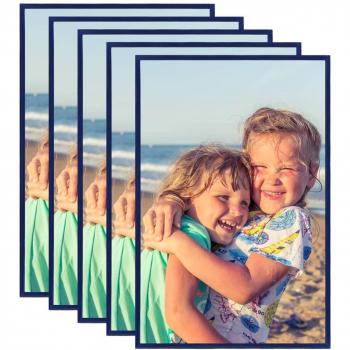 Bilderrahmen Collage 5er Set für Wand und Tisch in Blau 28x35 cm MDF