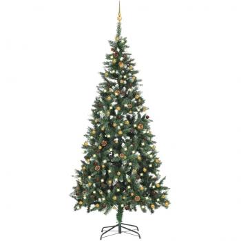 VidaXL 210 cm Artificial Pre-lit Christmas Tree with Ornaments