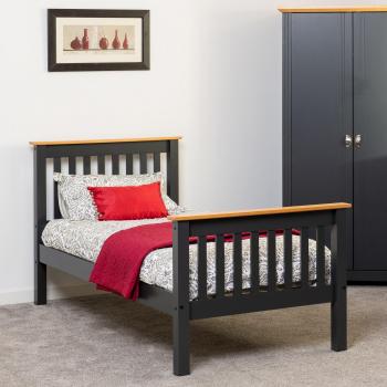 Monaco High Foot End Bed - Charcoal Gray (Grey)