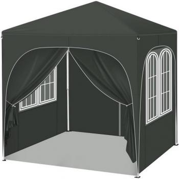 Pergola pliante 2x2 m WOLTU – Tonnelle barnum avec 4 côtés, hauteurs ajustables, protection UV et étanche, couleur grise