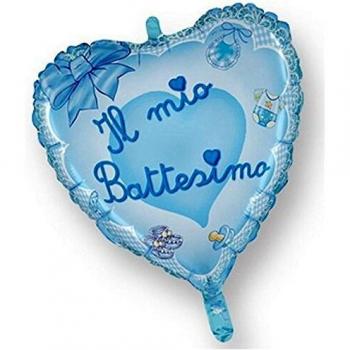 Cuore di Mylar per Battesimo Celeste