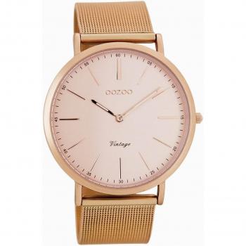 OOZOO Quarz-Vintage-Ultra-Slim-Armbanduhr C7391 – IP-Rosé, 40 mm Gehäuse, elegantes Meshband – Damenuhr im minimalistischen Design