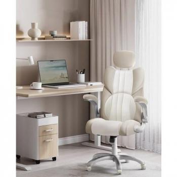 Sedia Executive ComfortPro con Poggiatesta e Braccioli a Variazione – Funzione Oscillante, Bianco Crema