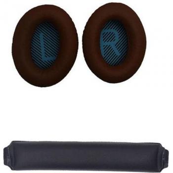 Coussinets et bandeau de remplacement pour casque Bose QC15 QC25 QC35 Café+Bleu