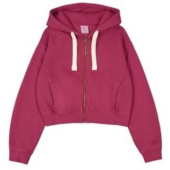 Champion Felpa cropped con cappuccio e cerniera, lavaggio vintage Rosso Donna M