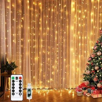 LED Window Curtain Fairy Twinkle Lights, 3mx3m 300leds USB Operated 8 Modes