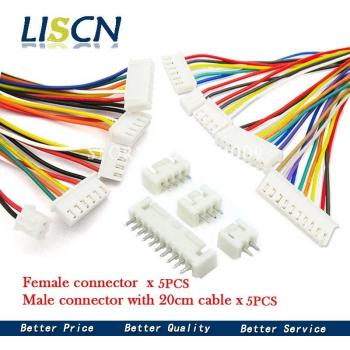 JST XH 2.54mm Connector Set - 5 Sets Male/Female with 20cm Wire Length, 26AWG