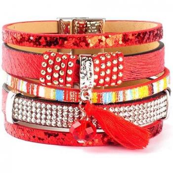 Crystal Bead Multi-Layer PU Leather Bracelet