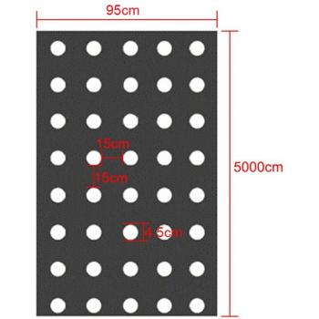 Película de Mulching Negra 95cm x 50m con 5 Agujeros de 0,03mm para Plantas