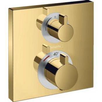 Frente para mezclador termostático Ecostat Square con válvula de cierre dorado